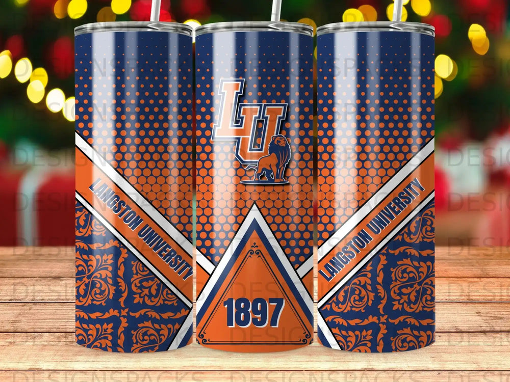 Langston University LU Lion Dots 1897 Blue Orange tumbler product type