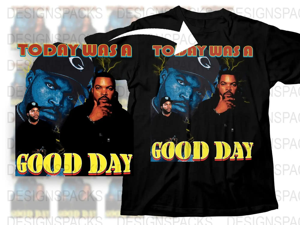 Vintage Hip Hop T-Shirt, Classic Rap Lyrics Tee, 'Good Day' Graphic, Retro Music Fan Apparel, Unisex Black Top