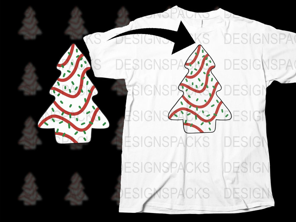 Festive Christmas Tree Print T-Shirt, Holiday Casual Wear, Unisex Graphic Tee, White Cotton Shirt