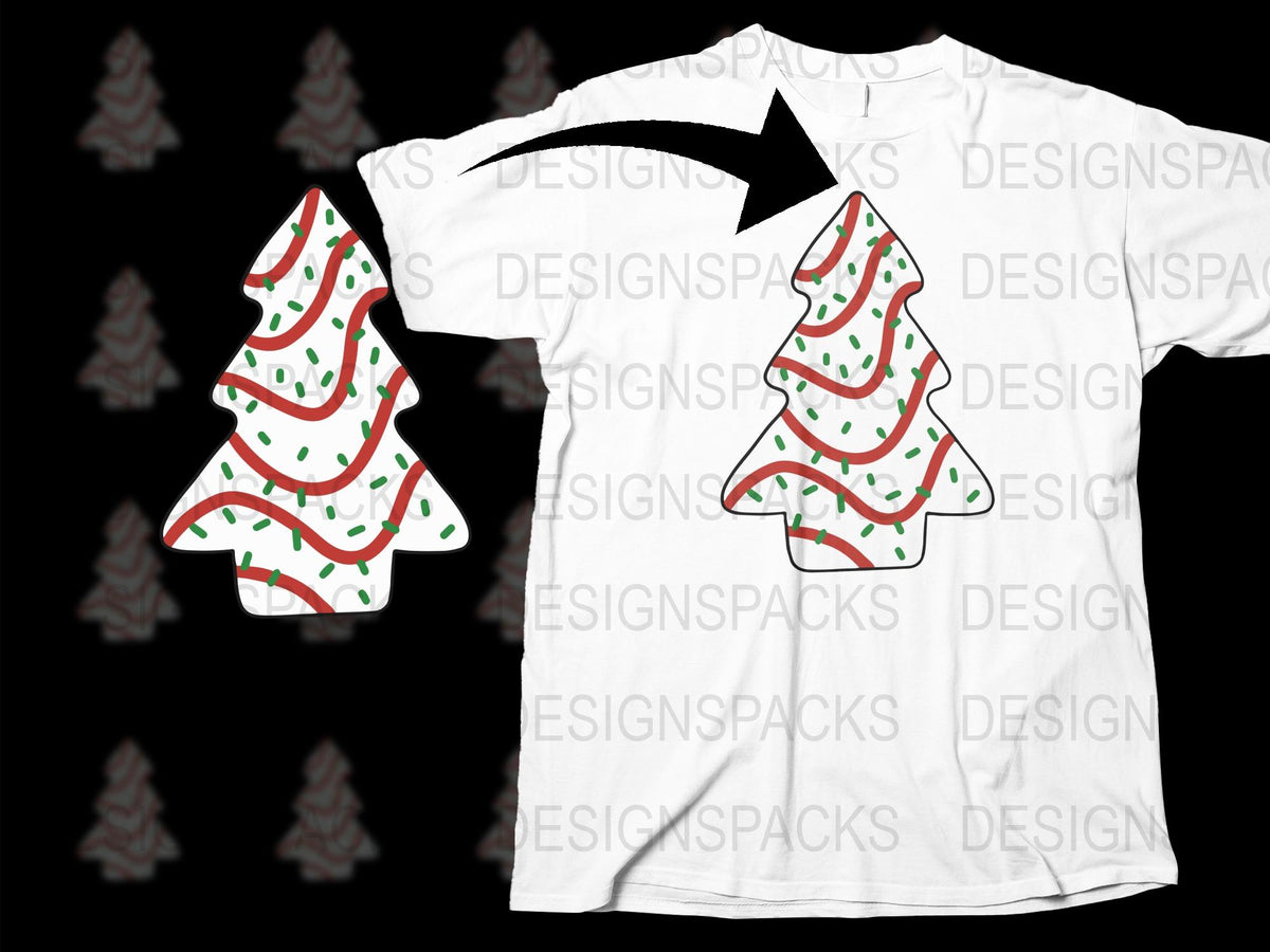 Festive Christmas Tree Print T-Shirt, Holiday Casual Wear, Unisex Graphic Tee, White Cotton Shirt