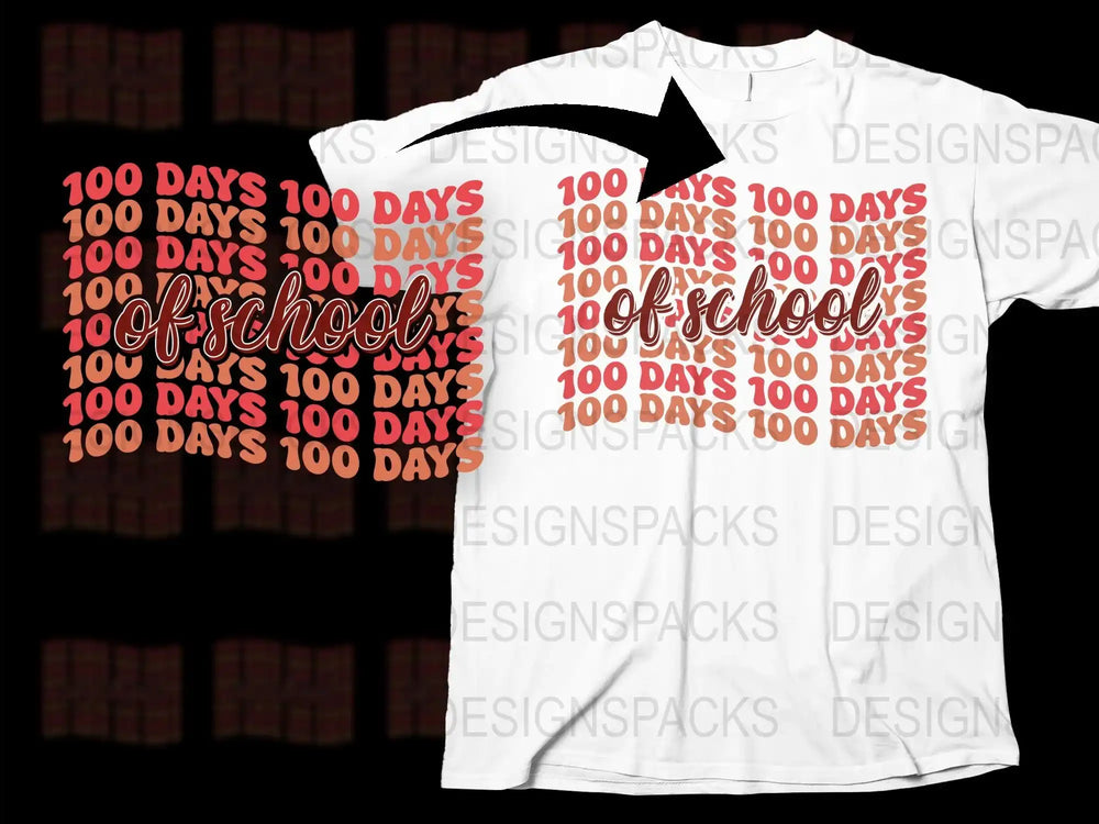 100 Days of School T-Shirt, Teacher Student Celebration Tee, Red White Casual School Apparel, Unisex Kids Adult Sizes