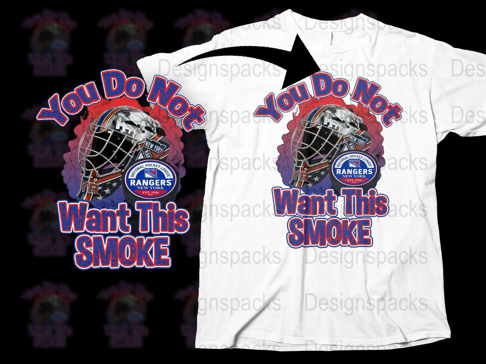 Rangers Hockey Fan T-Shirt 'You Do Not Want This Smoke' Graphic Tee, Sports Enthusiast Apparel, Gift for Hockey Lovers