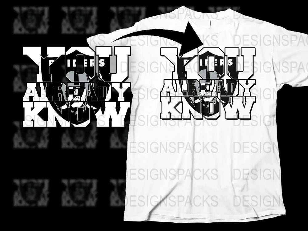 Bold Graphic Black and White T-Shirt, Trendy Streetwear Style Top, 'You Already Know' Print Tee