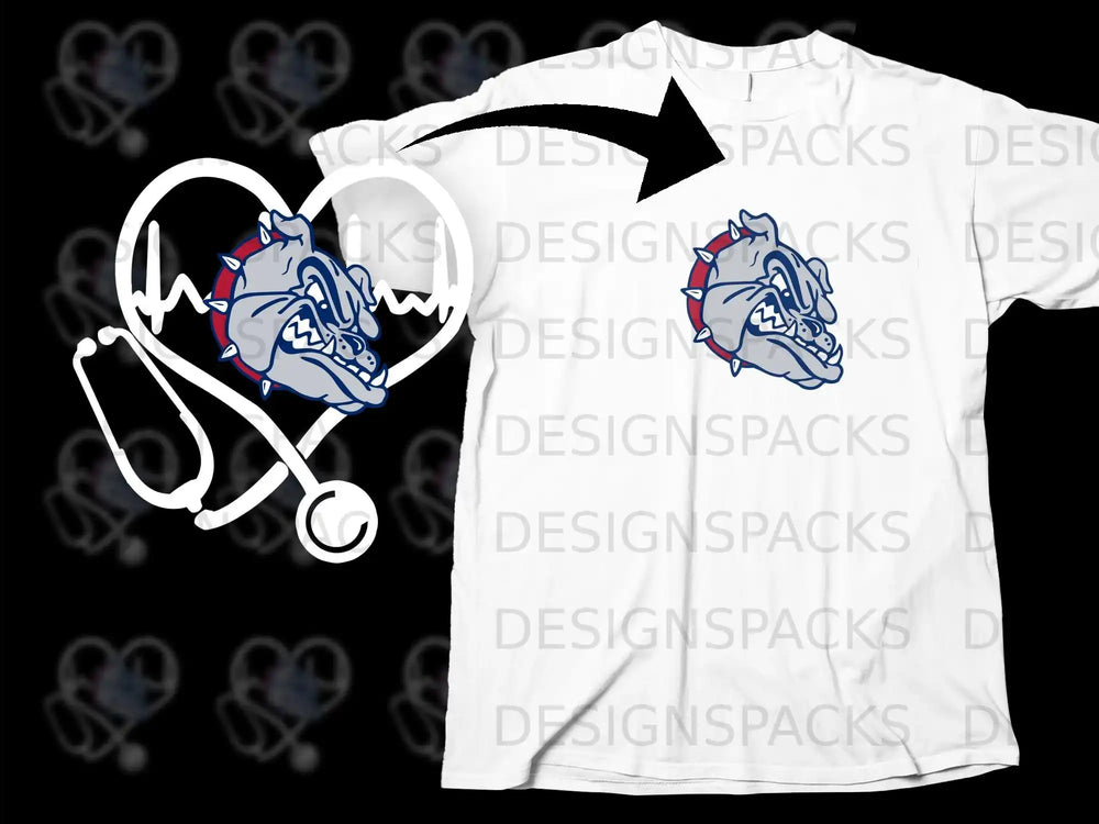 Bulldog Heartbeat Stethoscope Design T-Shirt