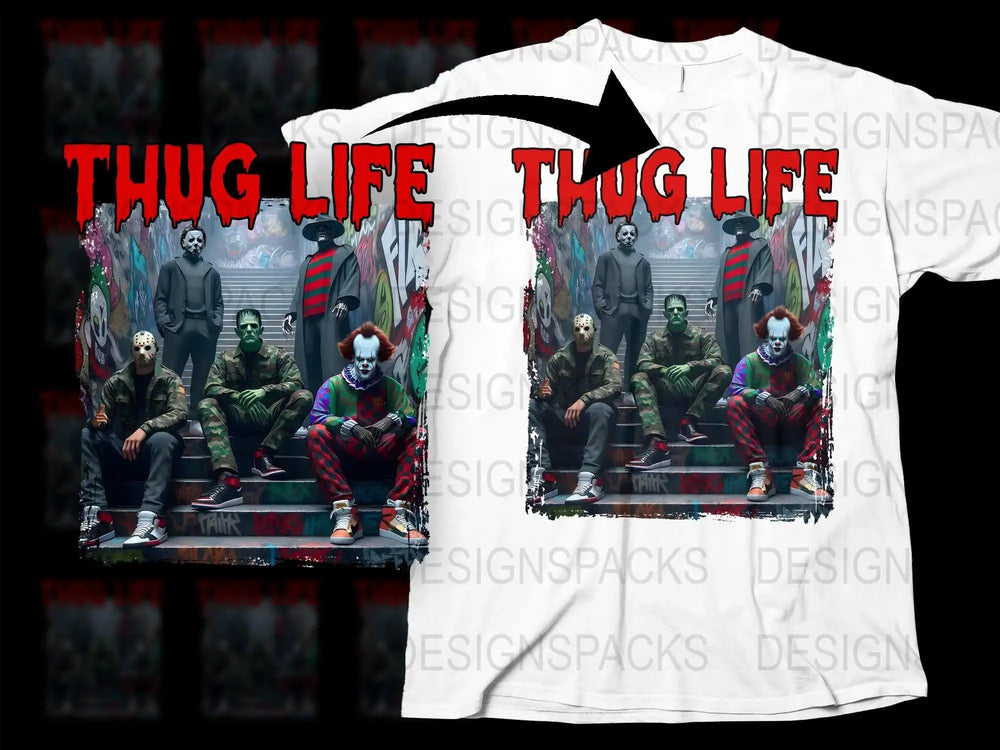 Thug Life Panda Graphic T-Shirt, Urban Street Style, Hip Hop Tee, Bold Red and Black Design, Unisex Fashion Top