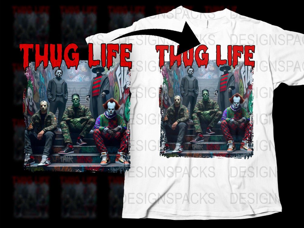Thug Life Panda Graphic T-Shirt, Urban Street Style, Hip Hop Tee, Bold Red and Black Design, Unisex Fashion Top
