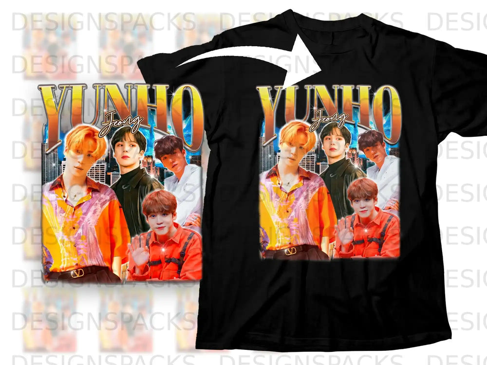T-shirt with Yunho graphic featuring multiple portraits and "YUNHO" text.