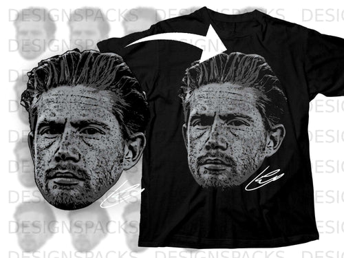 Bold Monochrome Face Graphic Signature T-shirt