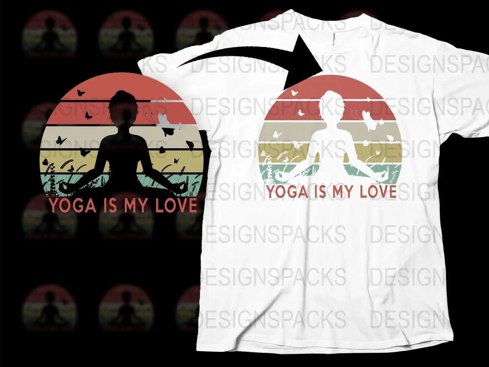 Yoga Is My Love T-Shirt, Meditation Silhouette Tee, Peaceful Sunset Graphic, Unisex Yoga Top