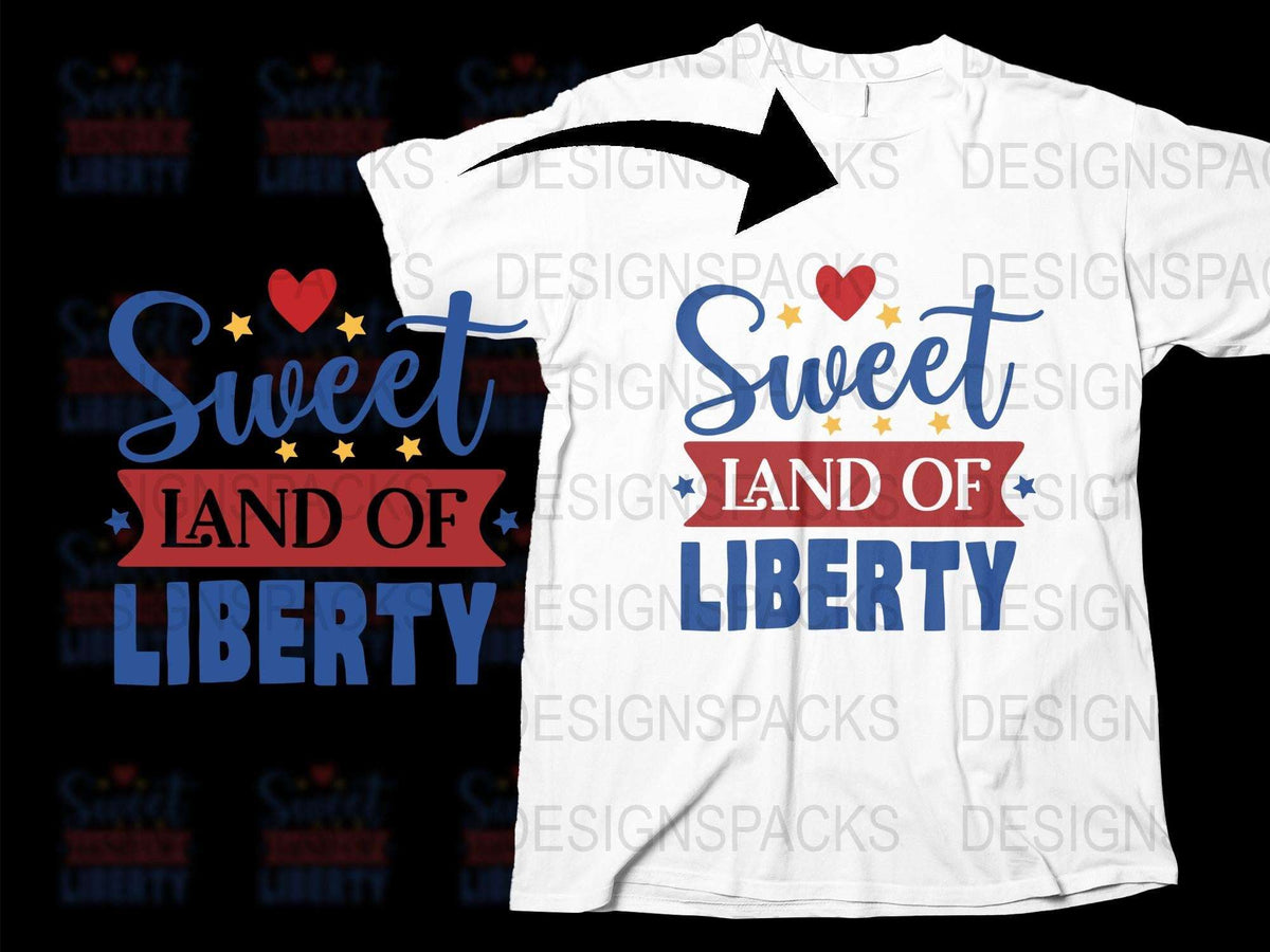 Patriotic T-Shirt Sweet Land of Liberty Graphic Tee July 4th Celebration USA Flag Design Independence Day Apparel