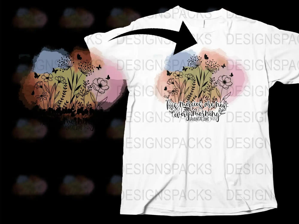 Floral Meadow Graphic T-Shirt, Vintage Botanical Print Tee, Nature Inspired Women's Fashion Top