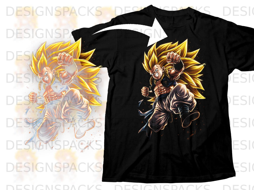 Black t-shirt with Goku in Super Saiyan 3 form artwork on the front.