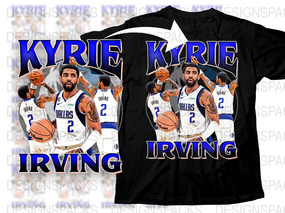 Kyrie Irving Dallas Basketball Player Graphic T-Shirt, NBA Fan Sportswear, Athletic Apparel Black Tee