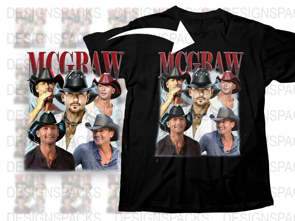 Tim McGraw Graphic T-Shirt, Country Music Star, Men's Black Tee, Celebrity Print Shirt