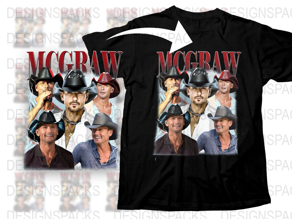 Tim McGraw Graphic T-Shirt, Country Music Star, Men's Black Tee, Celebrity Print Shirt