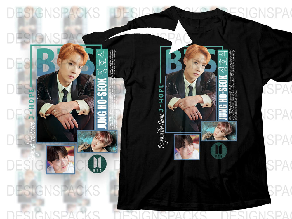 BTS J-Hope Inspired T-Shirt, K-Pop Idol Fashion, Black Tee with Photo Collage, Unisex Band Merchandise, Gift for Fans