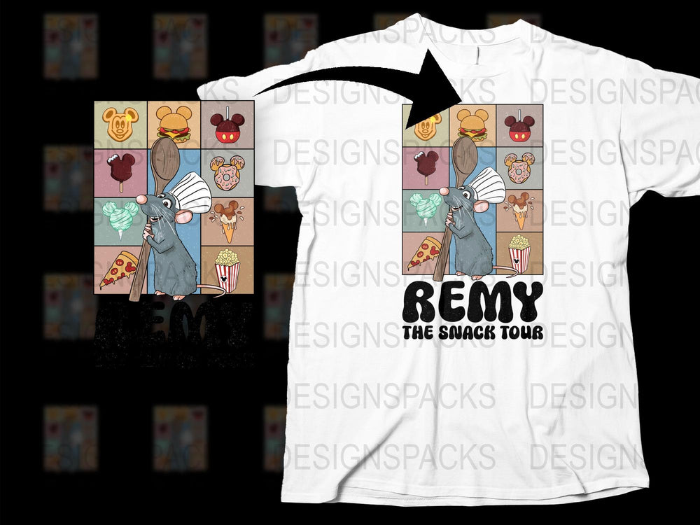 Remy The Snack Tour T-Shirt, Cartoon Mouse Graphic Tee, Unisex Kids and Adults Casual Wear