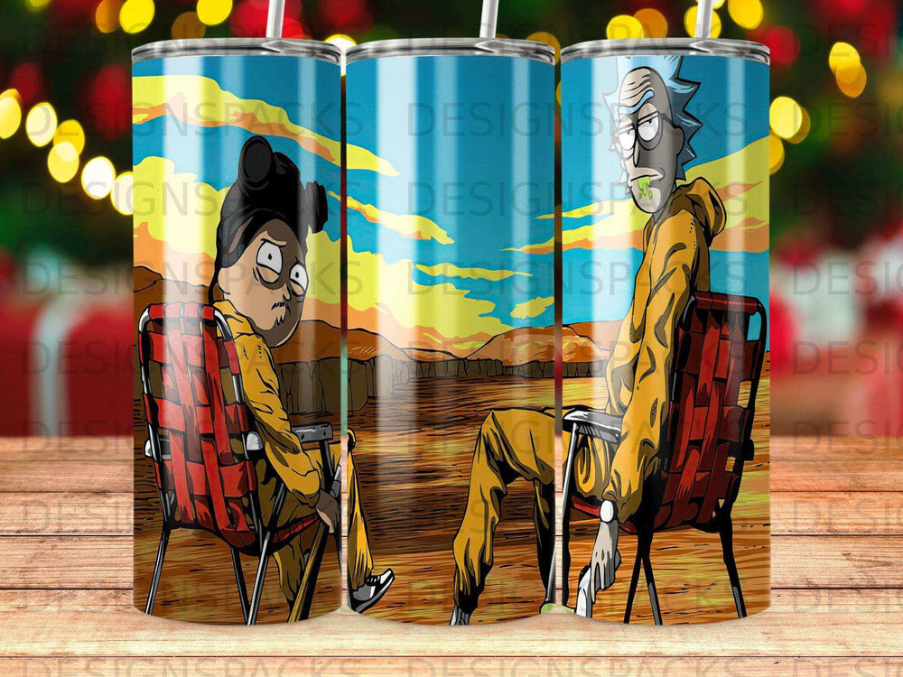 Rick Morty Yellow Suits Desert Scene Travel Tumbler product type