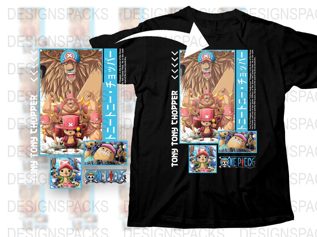 One Piece Anime T-Shirt, Tony Tony Chopper Graphic Tee, Full Color Print, Cotton Unisex Shirt, Fan Merch, Gift Idea