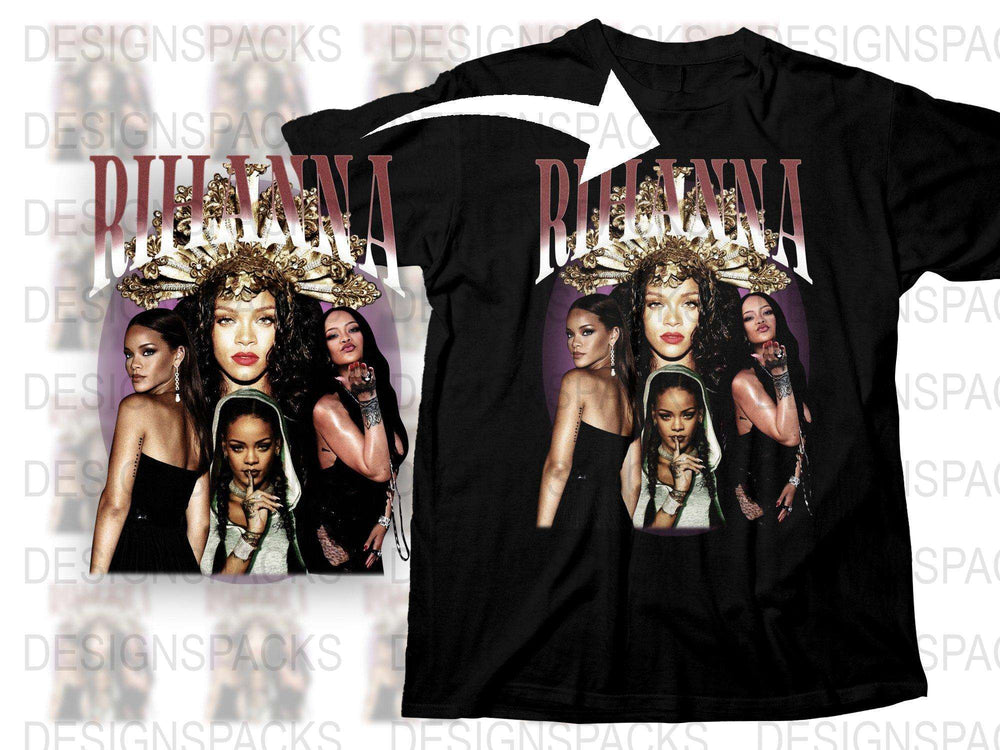 Rihanna Inspired Graphic T-Shirt, Vintage Style Pop Star Tee, Celebrity Fashion Top, Unique Fan Merchandise