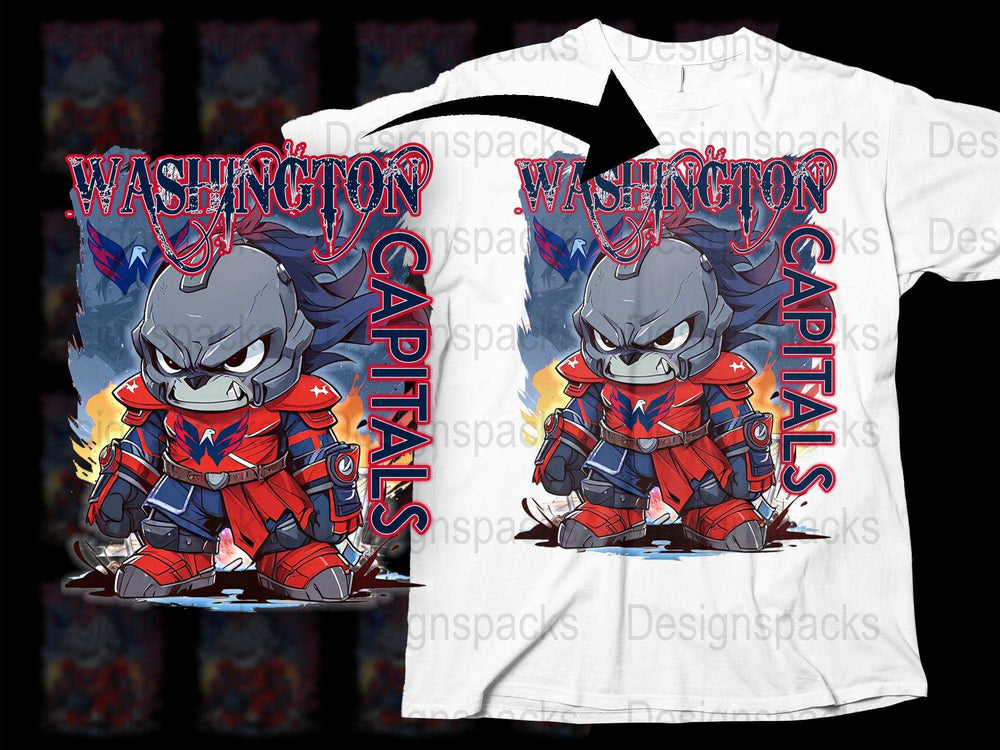 Washington Capitals T-Shirt, Cartoon Hockey Player Design, Kids and Adults Sizes, Team Spirit Wear, Unique Gift Idea