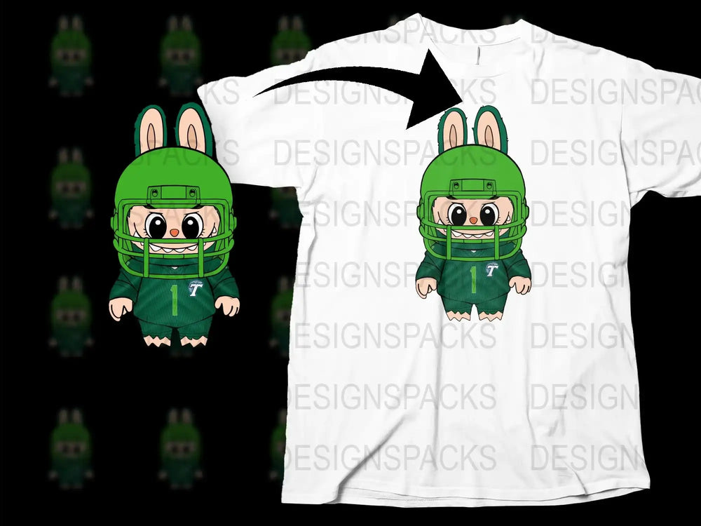 Cute Anime Character T-Shirt, Green Football Outfit, Kids and Adults Sizes, Unisex Graphic Tee