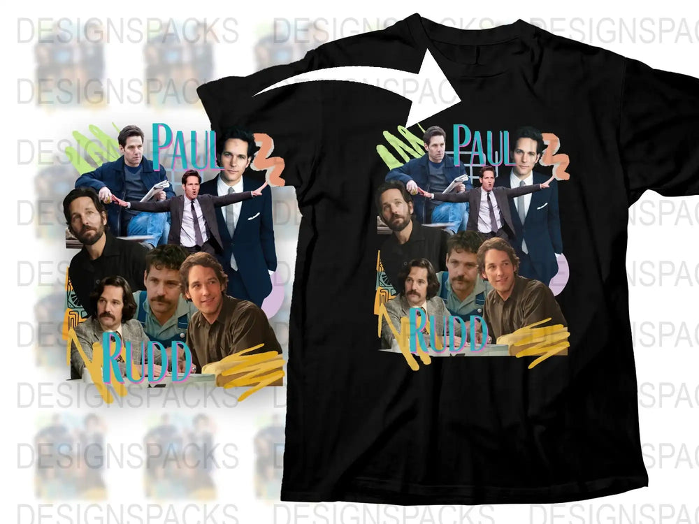 Paul Rudd Photo Collage T-Shirt, Unique Celebrity Graphic Tee, Men's Women's Unisex Fashion Top