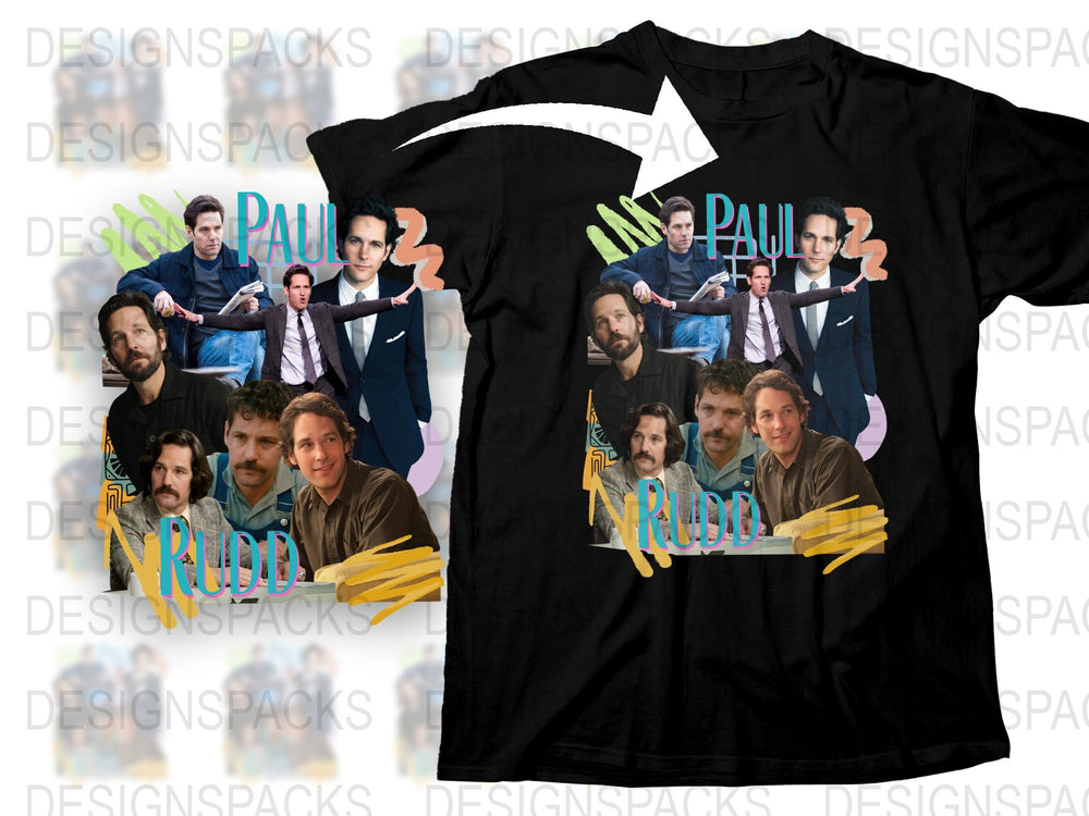 Paul Rudd Photo Collage T-Shirt, Unique Celebrity Graphic Tee, Men's Women's Unisex Fashion Top