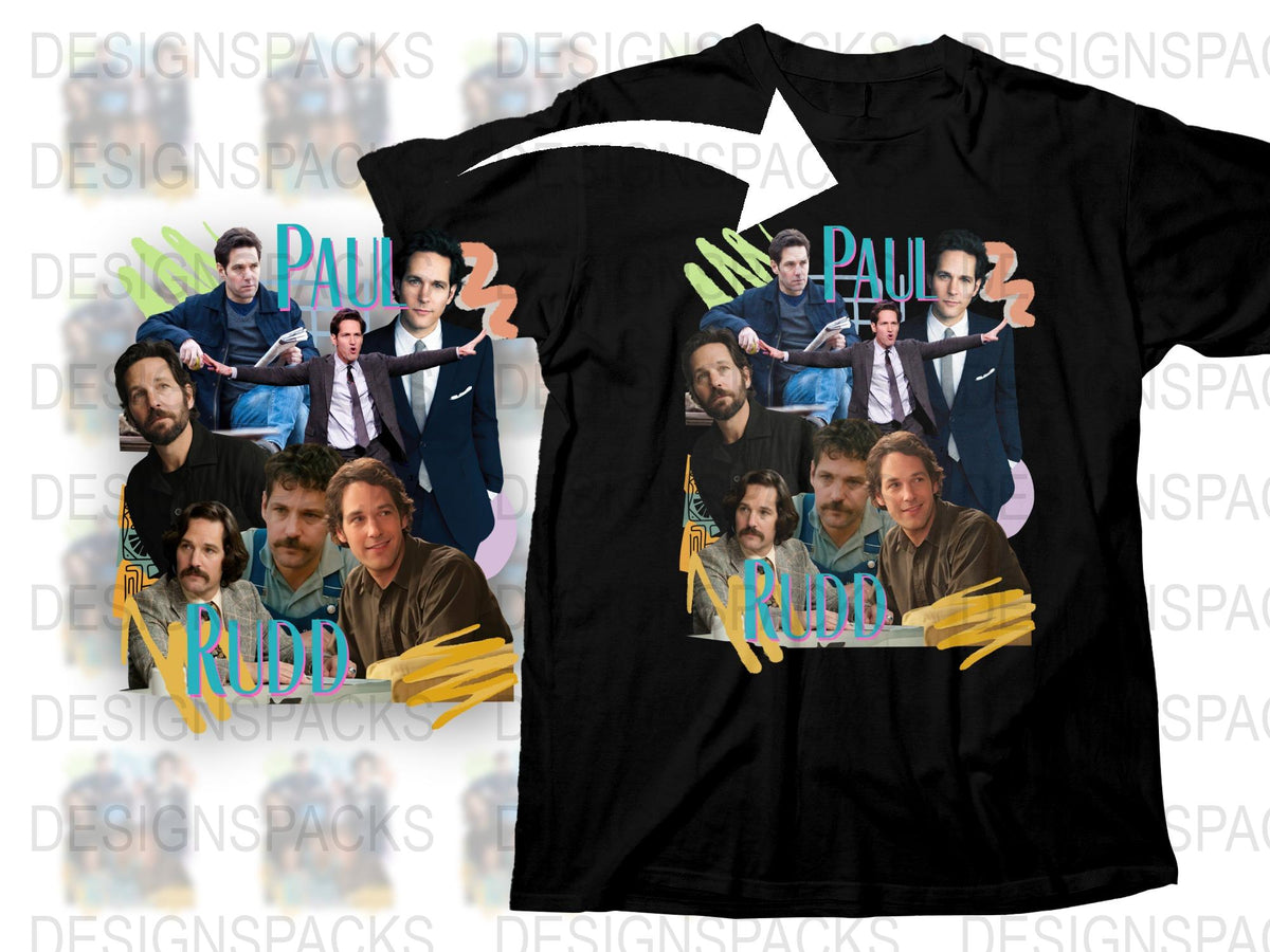 Paul Rudd Photo Collage T-Shirt, Unique Celebrity Graphic Tee, Men's Women's Unisex Fashion Top