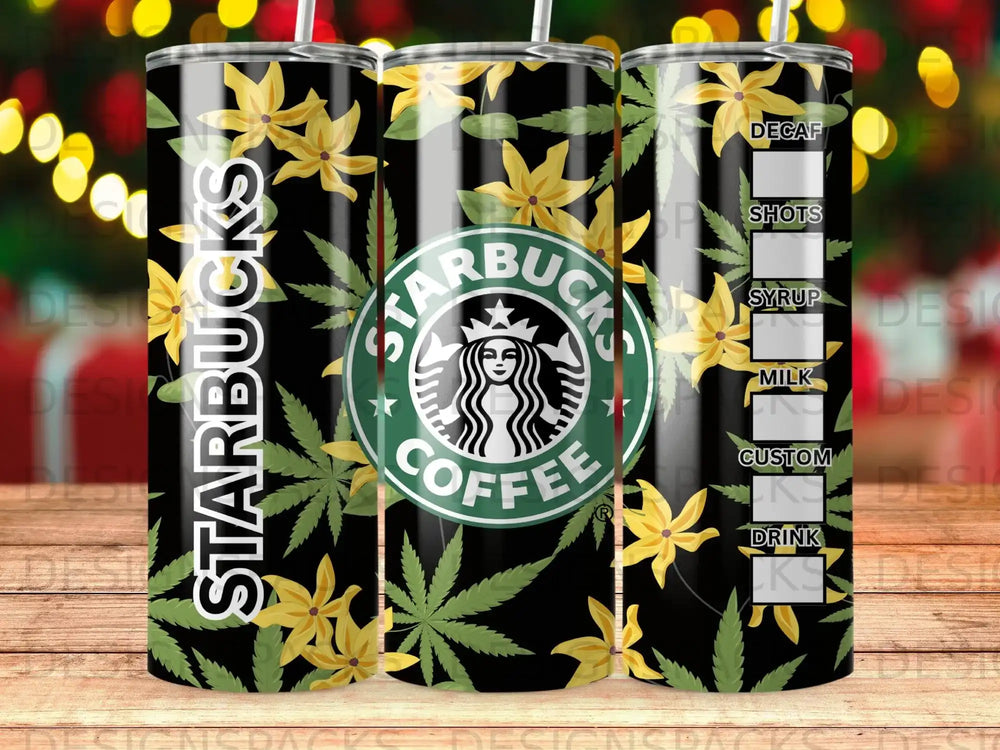 Starbucks Coffee Cannabis Leaves Yellow Flowers Drink product type