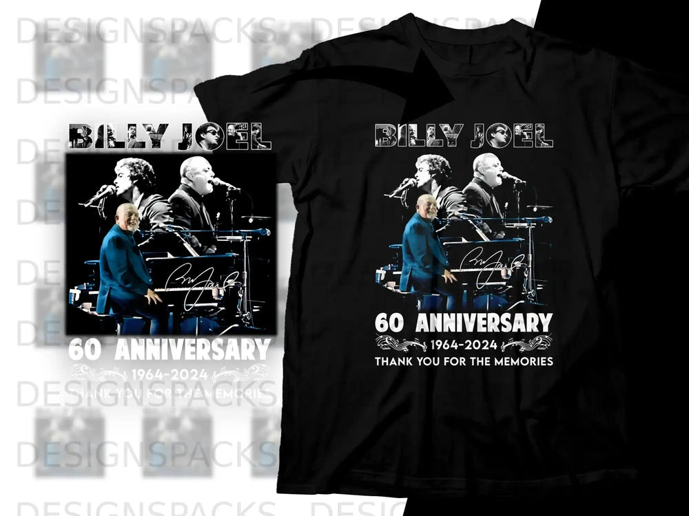 Billy Joel 60th Anniversary 1964-2024 t-shirt design.