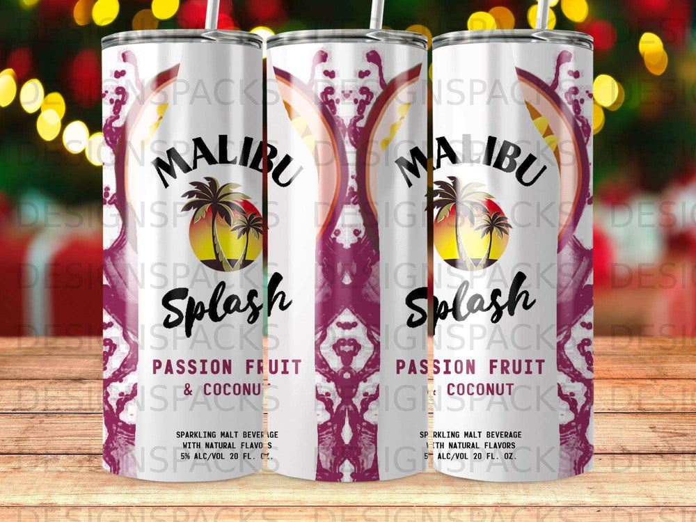 Malibu Splash Passion Fruit & Coconut sparkling malt beverage can.