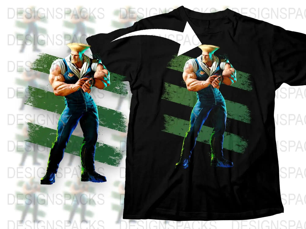 Guile Street Fighter Graphic T-Shirt, Retro Video Game Character Tee, Gaming Fan Apparel, Vintage Style Fighter Shirt