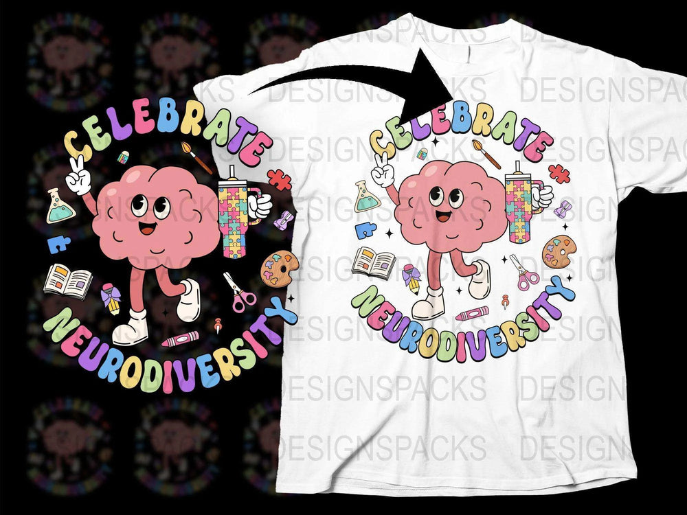Celebrate Neurodiversity T-Shirt, Colorful Brain Graphic, Autism Awareness Tee, Inclusive Apparel