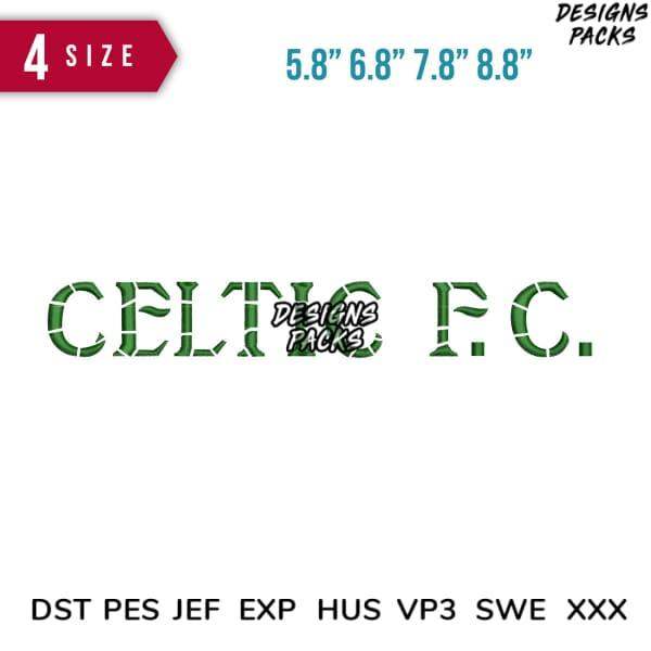 Celtic F.C. embroidery design in 4 sizes, compatible with DST PES JEF formats for instant download