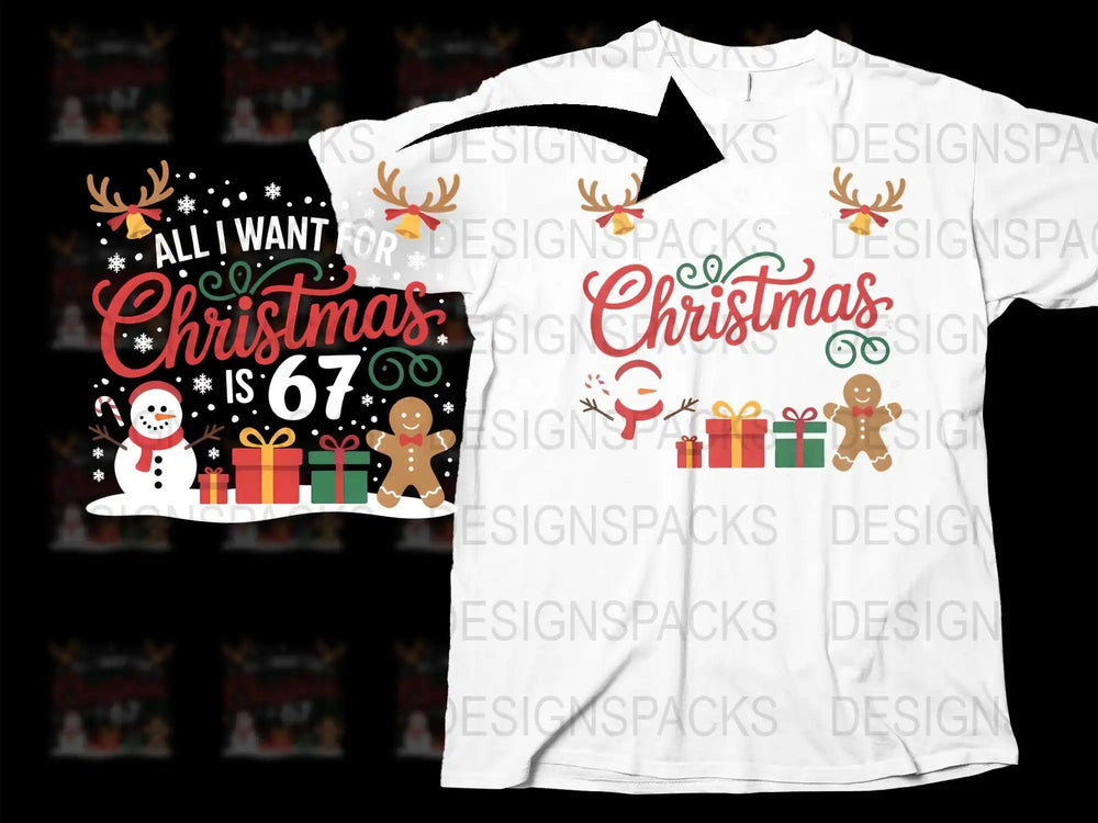 Festive Christmas T-Shirt, Reindeer Snowflakes Gifts, Holiday Graphic Tee, Unisex Winter Apparel, Xmas Casual Clothing Gift Idea