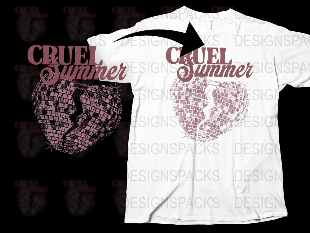 Cruel Summer Broken Heart Graphic T-Shirt, Pink Mosaic Design, Unisex Fashion Tee, Trendy Summer Top, Casual Wear