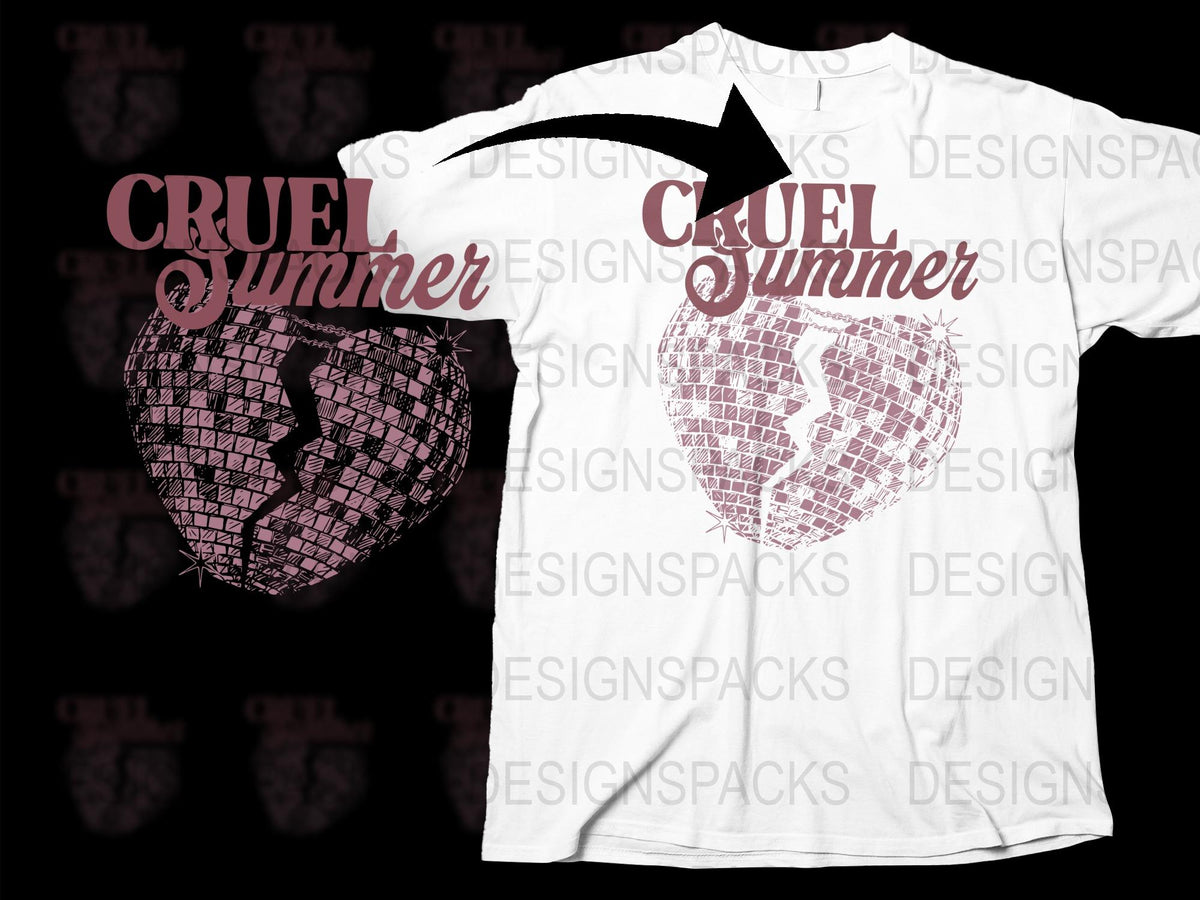 Cruel Summer Broken Heart Graphic T-Shirt, Pink Mosaic Design, Unisex Fashion Tee, Trendy Summer Top, Casual Wear