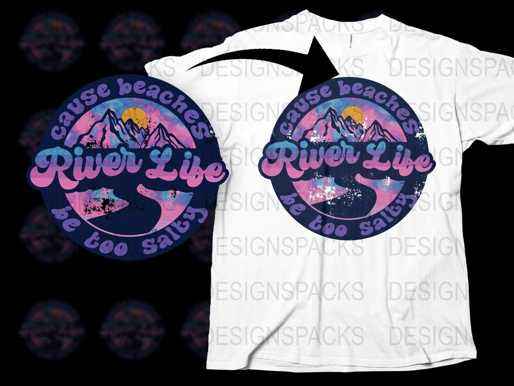 River Life Beach Graphic T-Shirt, Outdoor Adventure Camping Tee, Nature Lover Summer Top