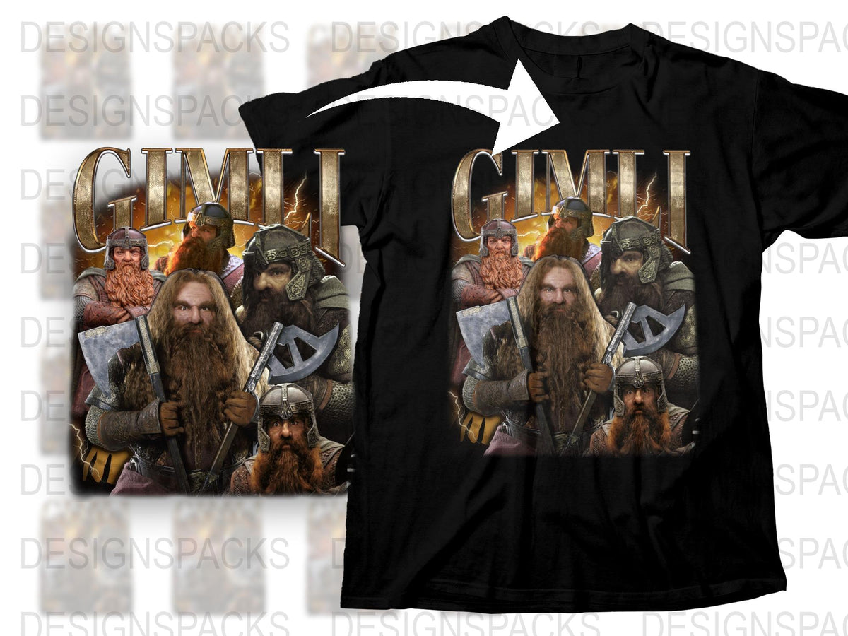 Gimli Inspired Graphic T-Shirt, Fantasy Dwarf Warrior Design, Unisex Movie Fan Apparel, Unique Gift Idea