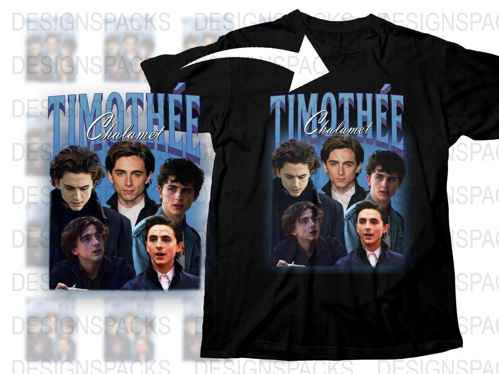 Timothee Chalamet Photo Collage T-Shirt, Fan Art Graphic Tee, Celebrity Printed Shirt, Cool Fashion Top, Unique Gift Idea