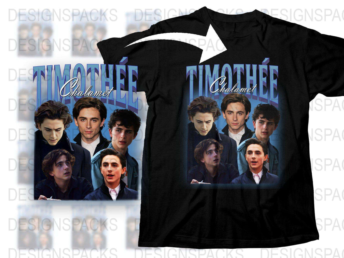 Timothee Chalamet Photo Collage T-Shirt, Fan Art Graphic Tee, Celebrity Printed Shirt, Cool Fashion Top, Unique Gift Idea