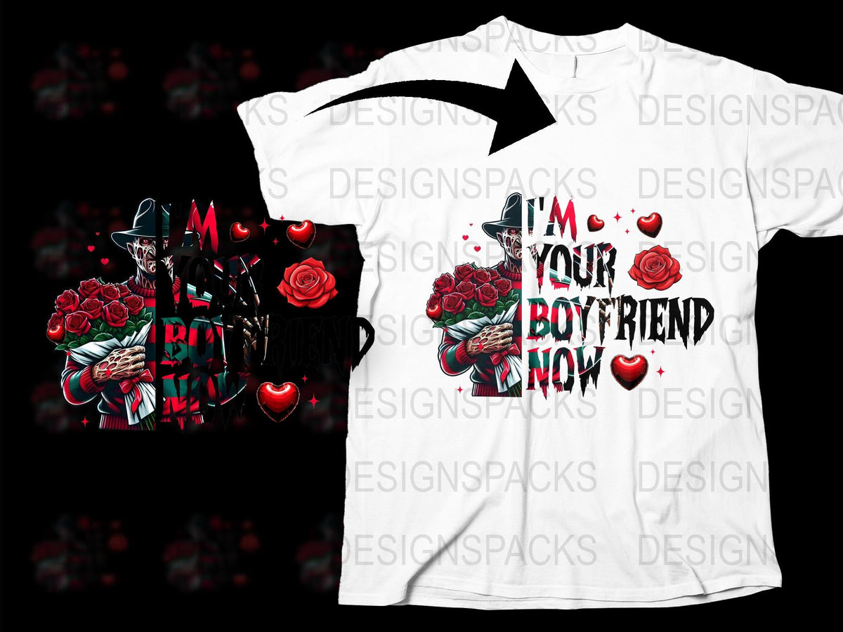 Gothic Horror T-Shirt Vintage Plague Doctor Graphic 'I'm Your Boyfriend Now' Tee with Roses and Hearts Design, Unisex Fashion