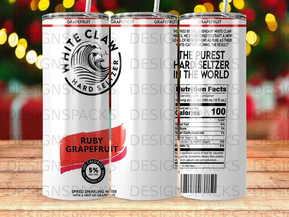White Claw Ruby Grapefruit hard seltzer can with nutrition facts.