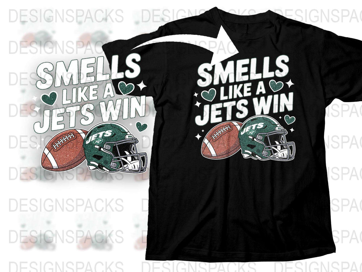 Smells Like a Win Jets Football T-Shirt, Sports Fan Graphic Tee, Tailgate Apparel, Game Day Shirt, Men's and Women's Sizes Available