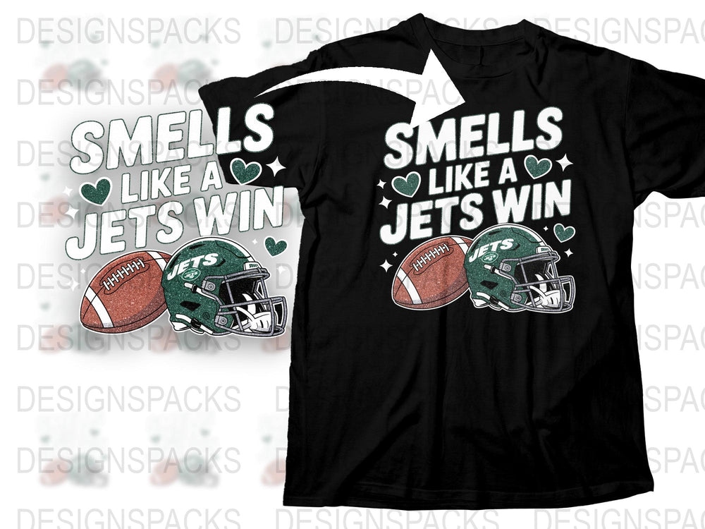 Smells Like a Win Jets Football T-Shirt, Sports Fan Graphic Tee, Tailgate Apparel, Game Day Shirt, Men's and Women's Sizes Available