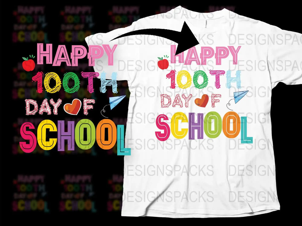 Happy 100th Day of School T-Shirt Colorful Teacher Student Celebration Tee Fun Education Top