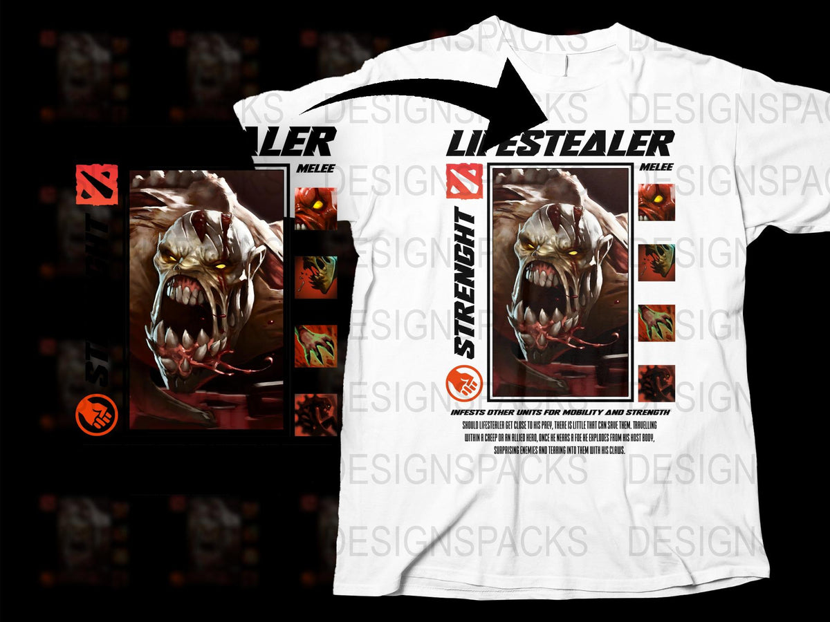 Gamer T-Shirt Lifestealer Design, Graphic Tee, Men's White Printed Shirt, Video Game Apparel, Streetwear Style, Unique Gaming Gift