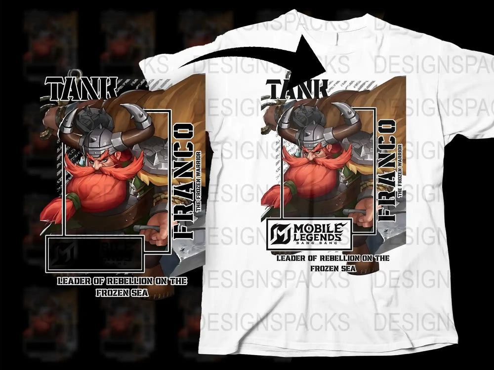Mobile Legends Franco Tank T-Shirt, Gaming Merch, Leader Rebellion Frozen Sea Graphic Tee