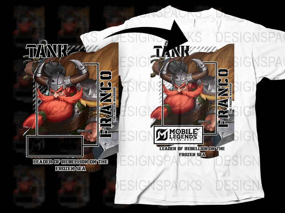 Mobile Legends Franco Tank T-Shirt, Gaming Merch, Leader Rebellion Frozen Sea Graphic Tee